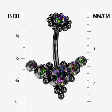 Detail View 1 of Blackline Bali Beaded Flora Sparkle Internally Threaded Belly Button Ring-Vitrail Medium